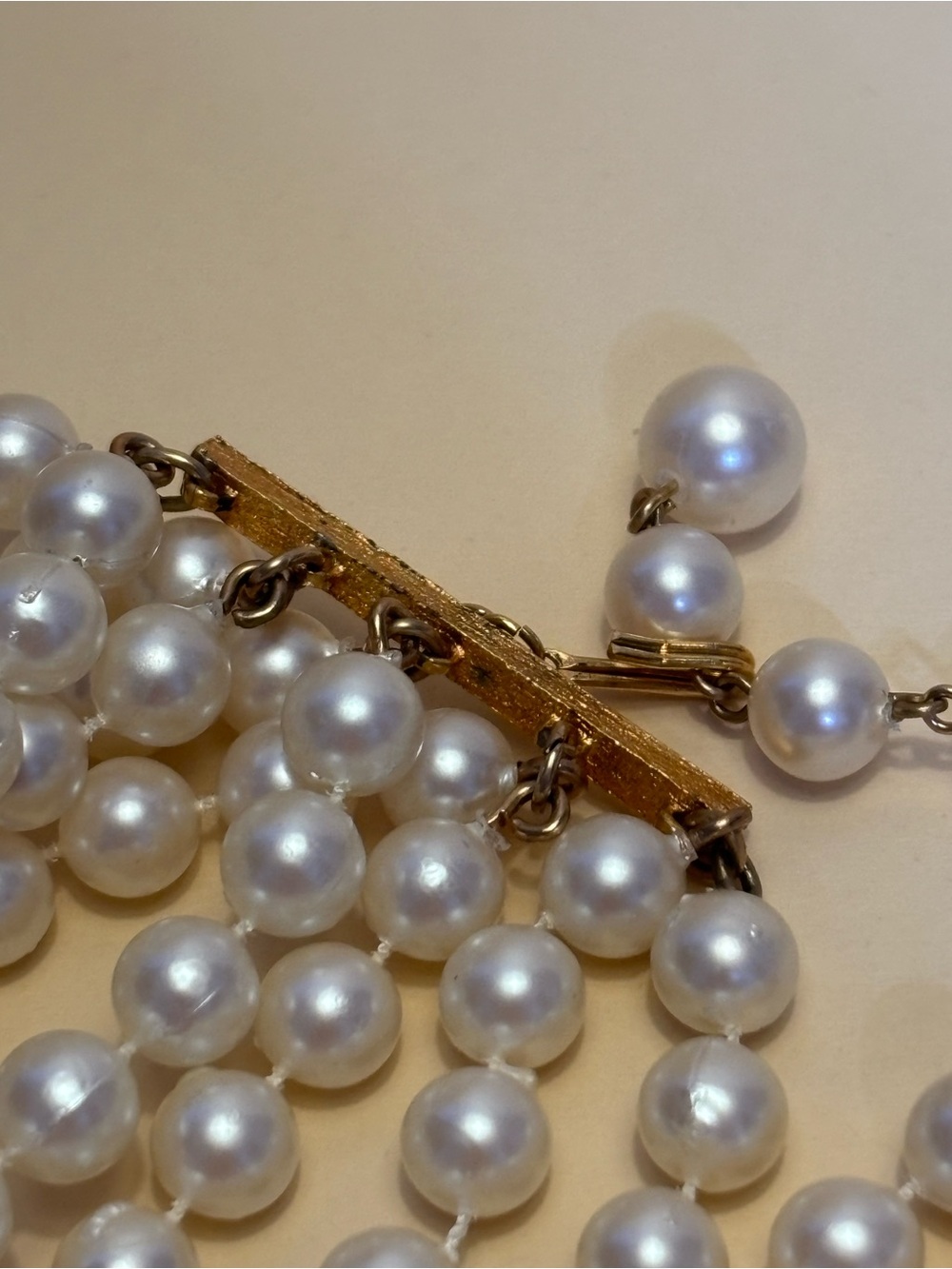 Vintage Richelieu Multi-Strand Creamy Faux Pearl Choker/Necklace 13.5”+2.5” - Picture 5 of 11